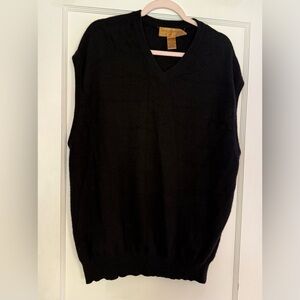 100% Cashmere Black V-Neck Men's Sweater Vest Size XL